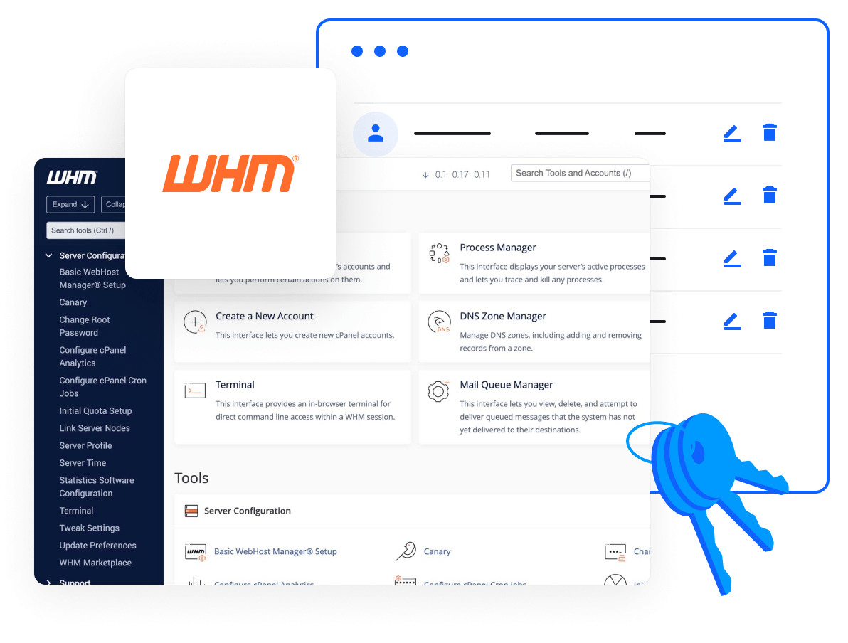 Reseller Hosting with Free WHMCS - Control customer accounts via WHM control panel